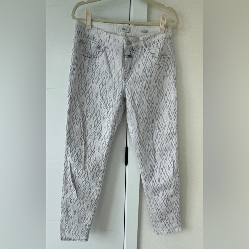 Closed Women's Skinny Jeans - White and Gray / light purple Pattern